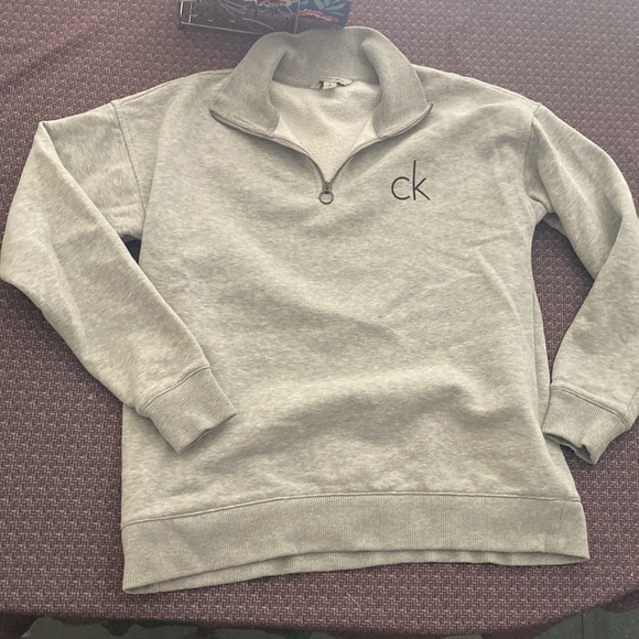 2/$20 Calvin Klein 3/4 Zip Grey Sweatshirt - Picture 6 of 9